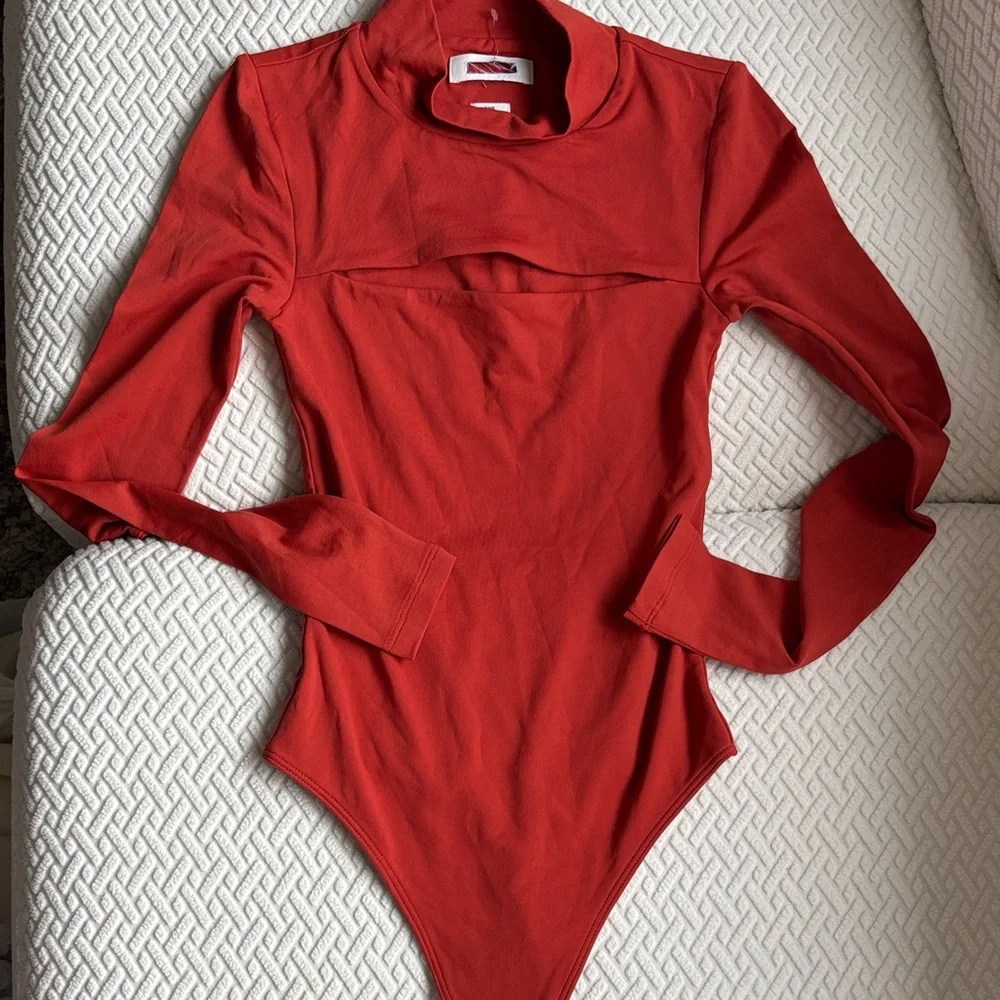 Aritzia Red Long Sleeve Bodysuit - Picture 2 of 6